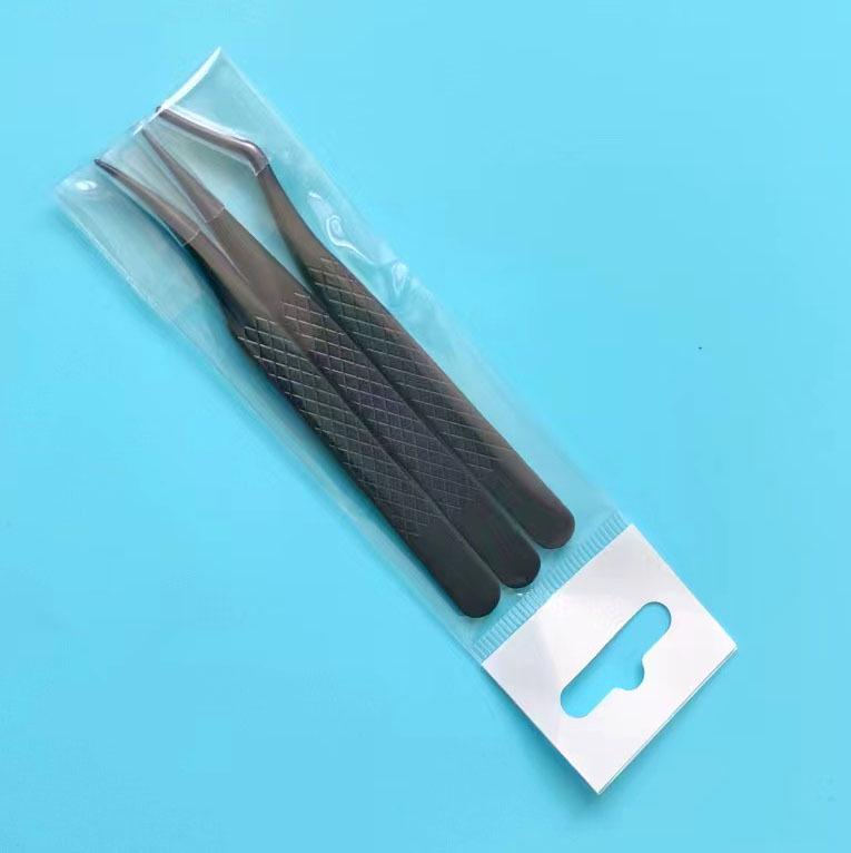 Gold Feather Blooming Eyelash Extension Tweezers Set for Lash Artists