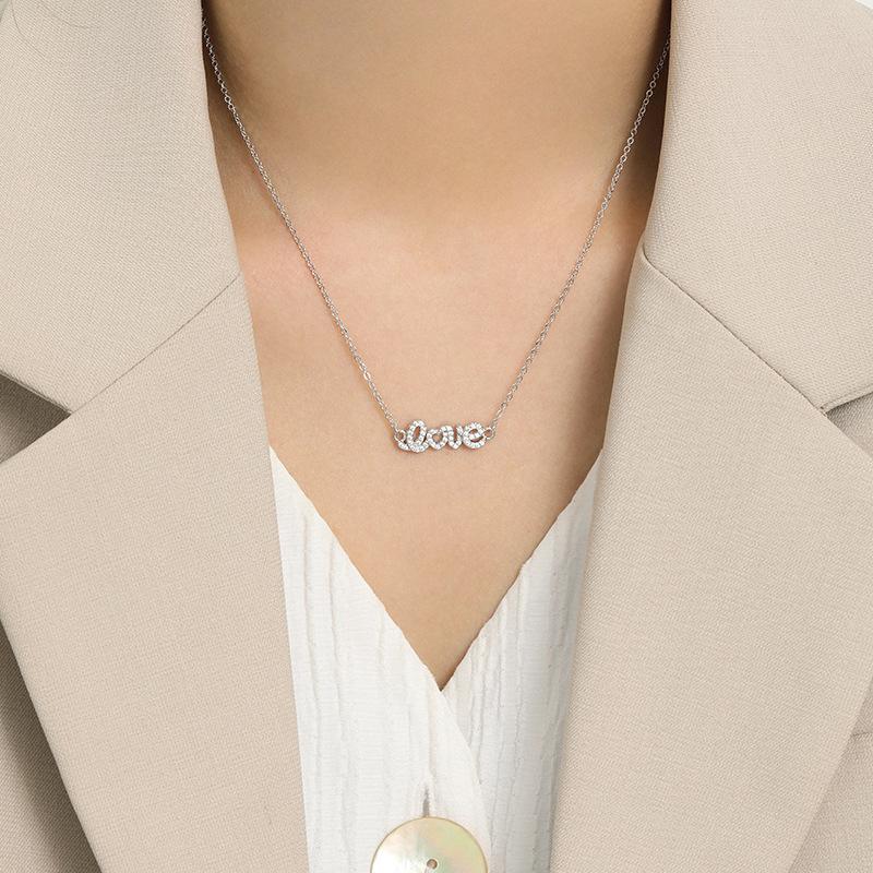 Qixi Festival Gift Necklace Female, Original Design Personalized Letter Pendant Love LOVE Necklace