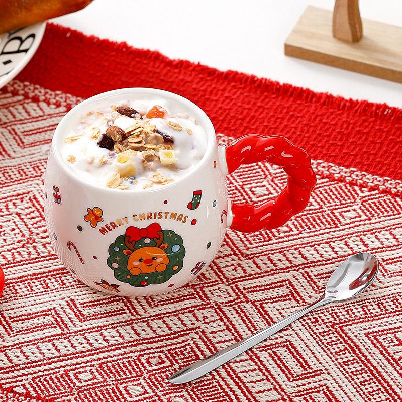 Cartoon Cup Cute Elk Mark Cup with Lid Wedding Couple Personalized Children's Christmas Gift Drinkware