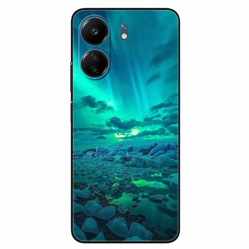 For Xiaomi Redmi 13C 4G Case Animals Painted Black Bumper Silicon TPU Coque for Redmi13C 4G 13 C Shockproof Covers Wolf Soft Bag