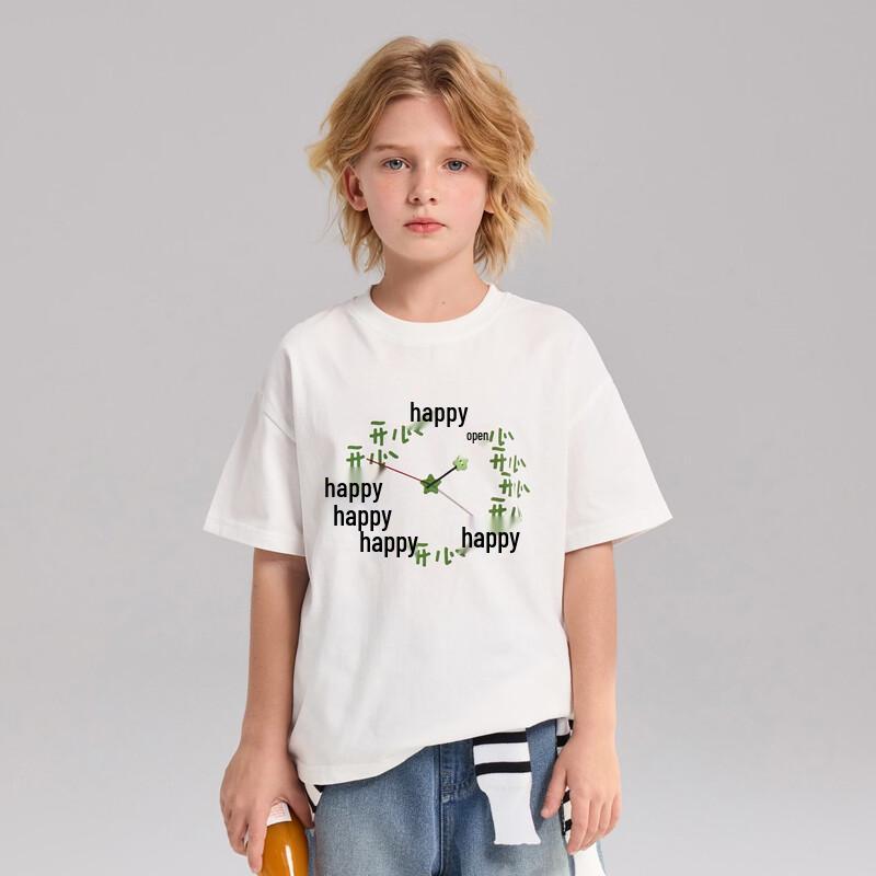 Zhimu Kids' 7A Antibacterial Original Text Print Short-Sleeve T-Shirt