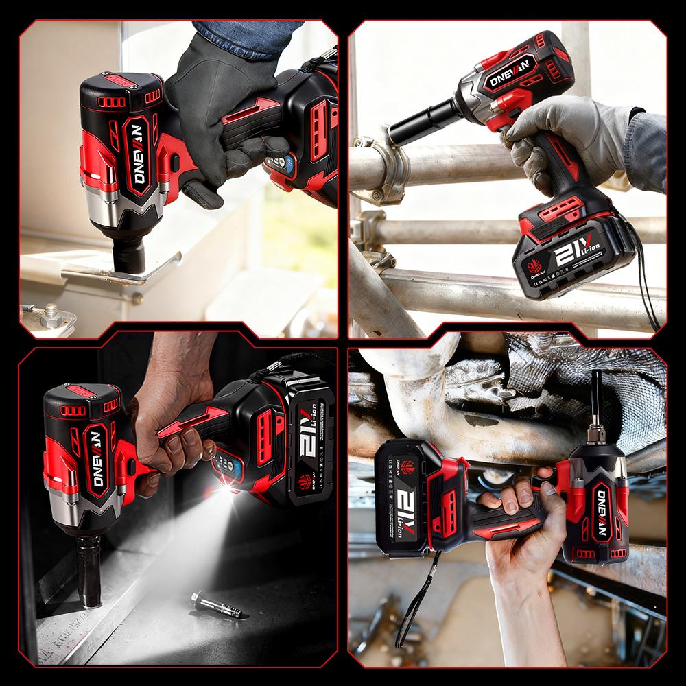 ONEVAN 1000N.M Brushless Electric Impact Wrench 1/2" Cordless Screwdriver Torque Wrench Power Tool For Makita 18V Battery Pin