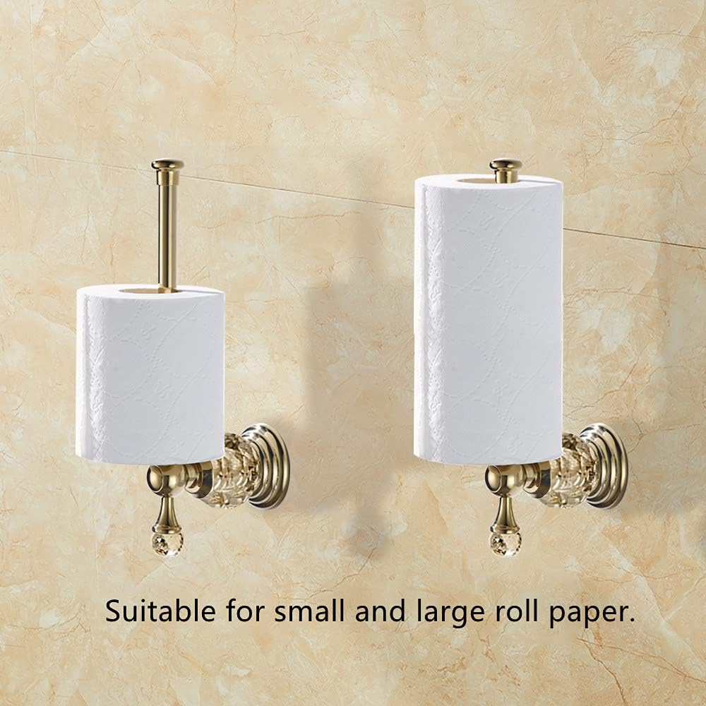 WOLIBEER Crystal Gold Toilet Paper Holder Hand Towel Ring Crystal Bathroom Accessories Set Modern Paper Towel Holder Include 2 Pieces Bathroom