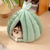 Closed Cat Nest Winter Warm Pet Bed Cactus Ball Shape Pet Bed with Detachable Inner Mat for Small Dogs Kittens Puppies
