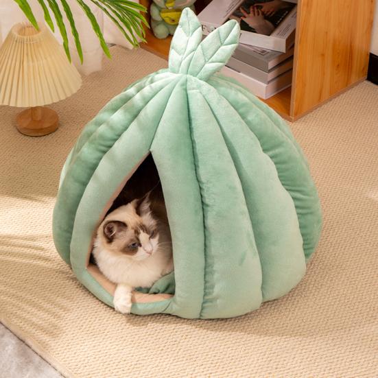 Closed Cat Nest Winter Warm Pet Bed Cactus Ball Shape Pet
