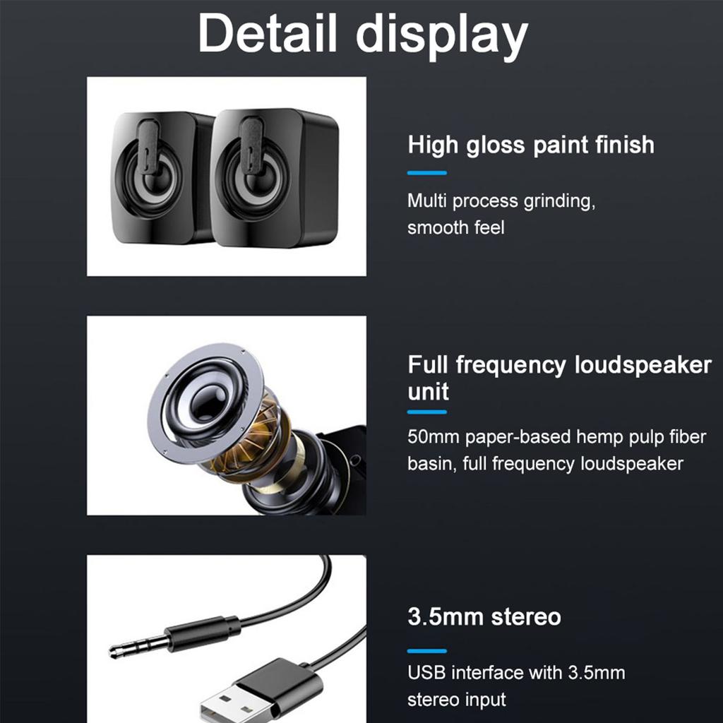 Mini Computer Speaker Stereo Sound Surround Loudspeaker USB Wired 3.5mm Speakers