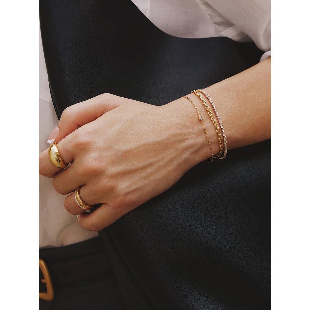 Gold Medium Chain 925 Silver Bracelet B062-03G