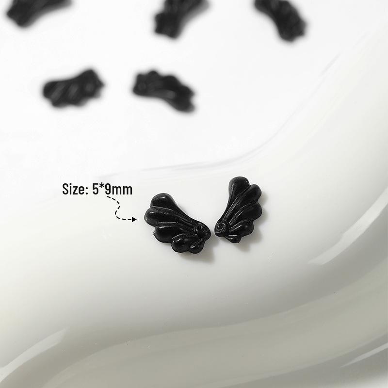 Mini 3D Angel Wings Resin Nail Art Decorations, 20-Piece Set, Black & White