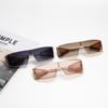 Women's Gold Frame Square Sunglasses Gradient Brown Lens Fashion Eyewear