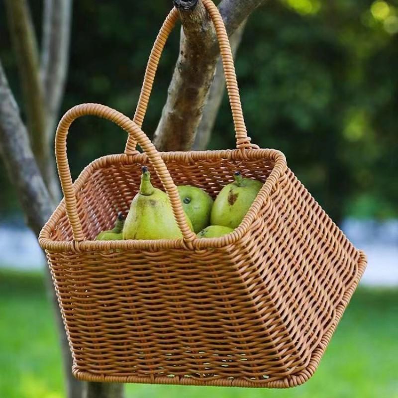 Handheld Woven Storage Basket Cosmetics Jewelry Small Tote Modern Minimalist Design