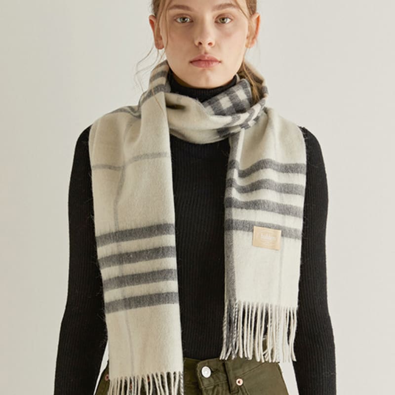 

halden wool classic check muffler (M008_ivory) ivory