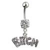 Bitch Letters Rhinestone Crystal Belly Button Navel Ring Barbell Surgical Steel