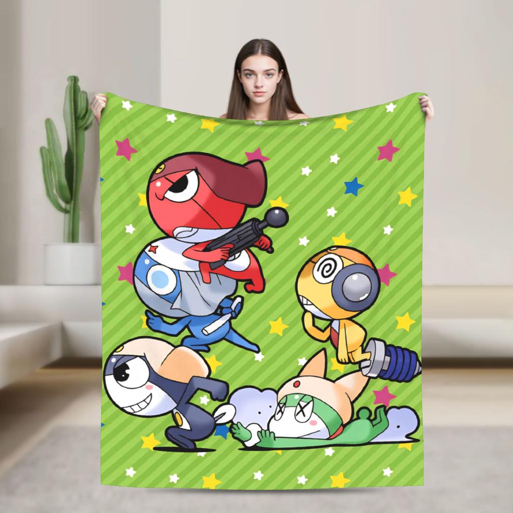 Classic Comedy Anime Keroros Frog Blanket  Travel Flannel Throw Blanket For Couch Chair Super Soft Design Quality Bedspread Gift