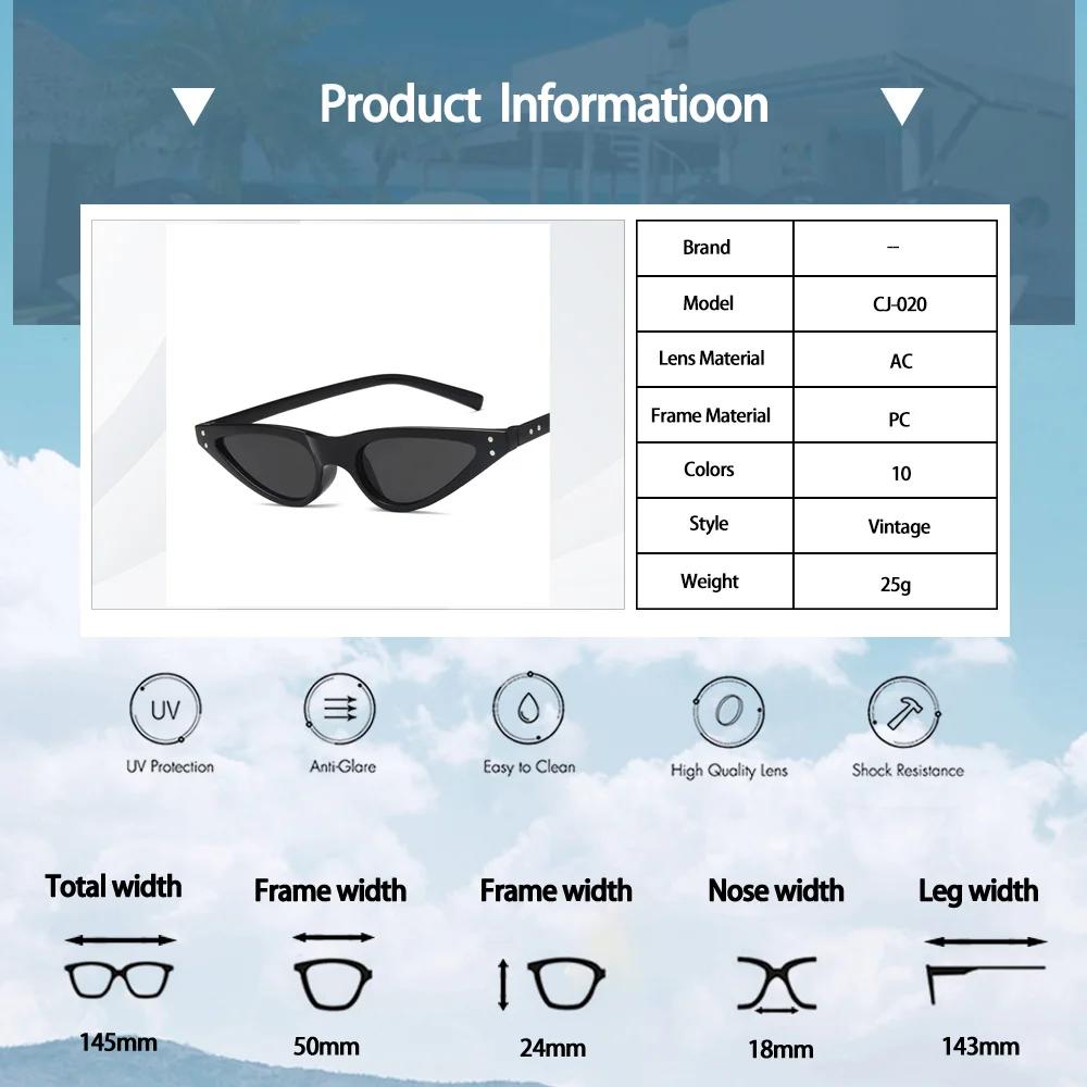 Cat Eye Sunglasses Women's Fashion Retro Small Frame Sun Glasses Vintage Narrow Sunglasses Trending UV400 Eyewear