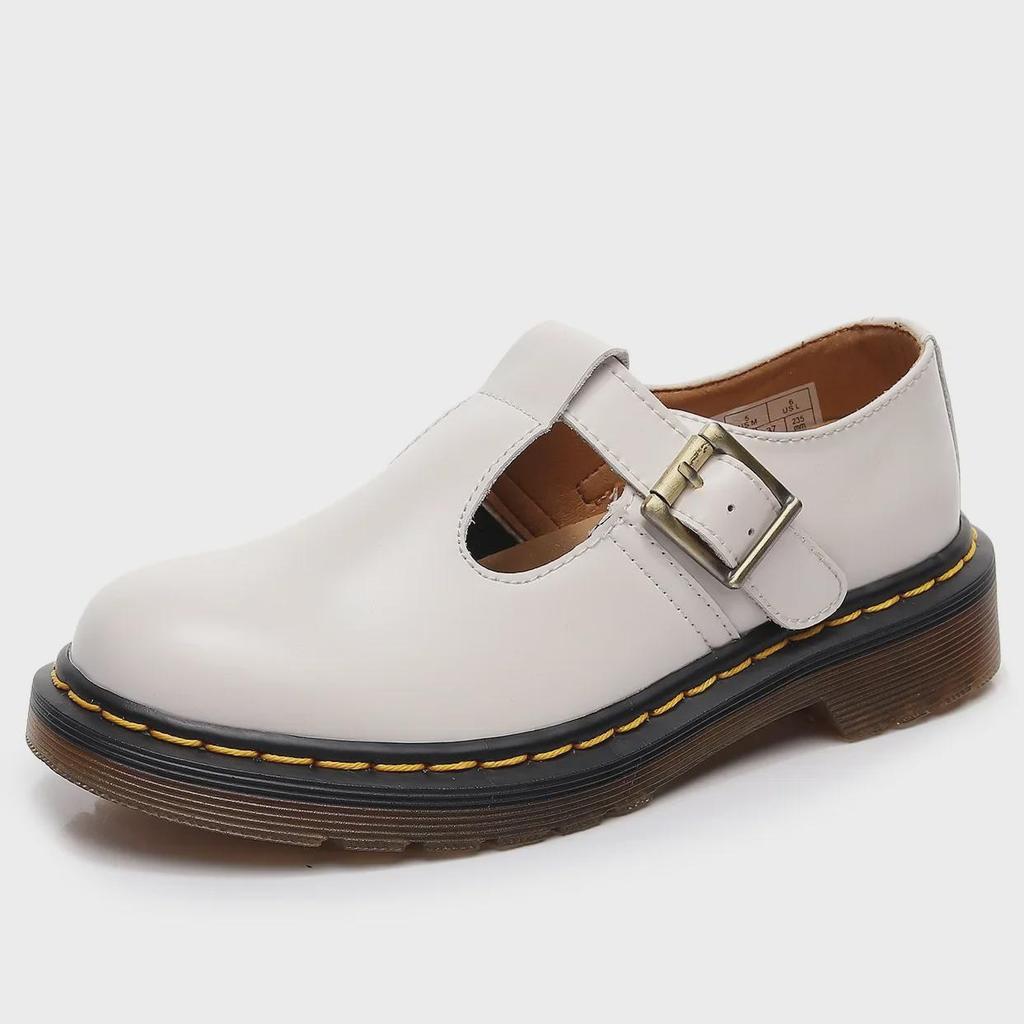 Aibiden Women's Genuine Leather Mary Jane T-Strap Shoes - British Fashion Student Style.