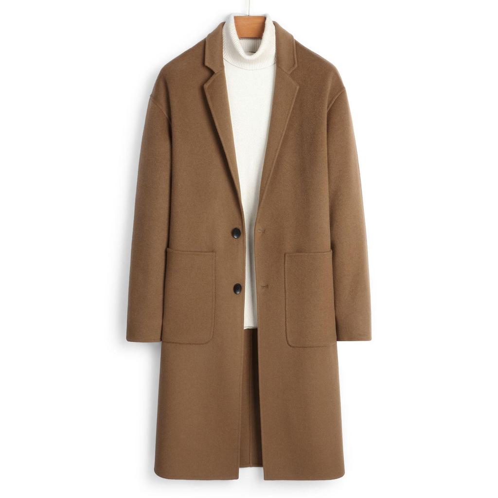New Autumn and Winter 100% Wool Double-sided Woolen Coat Men's Medium-length Coat Thickened Nizi Cashmere Coat
