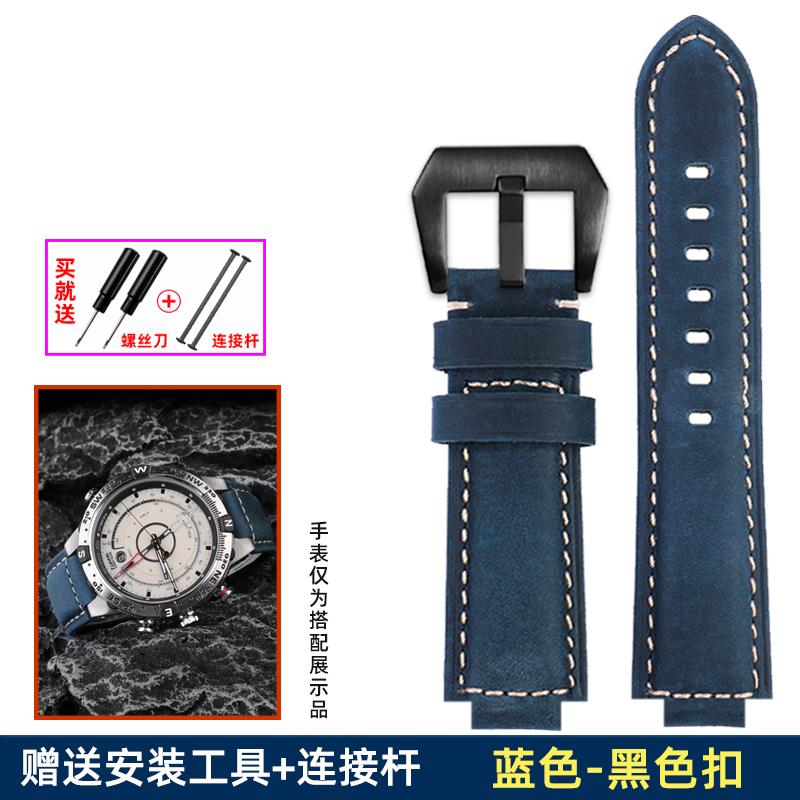 Genuine Leather Watch Strap 24*16mm For Timex Tide T2n739 T2n720 T2n721 T45601 T2p141 Series Watchband Men's Watch Accessories