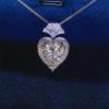 Women's Heart-Shaped 3-Carat D-Color Moissanite Pendant Necklace with Heart Cut Side Stones and Certificate