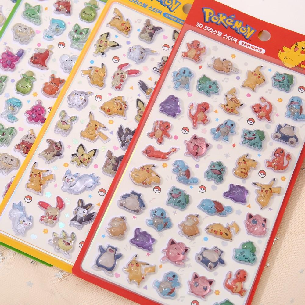 Pokemon Pikachu Stickers 3D Transparent Jelly Crystal Cartoon Anime Cute Decals For Diy Notebook Phone Diy Sticker Toy