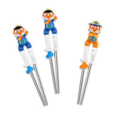 Edison Police and Firefighter Pororo Stainless Steel Correction Chopsticks Level 2 Right Hand, Police + Police + Firefighter, 1 Set