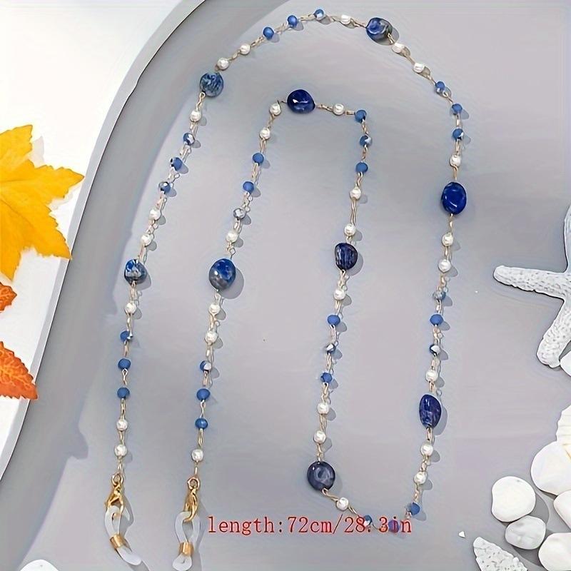 Handgefertigte Brillenketten für den Sommer, leichter Luxus, Perlenkristall, Marineblau, Hängekette, Mode, Anti-Verlust, Augenketten