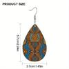 Vintage Bohemia Flowers Stripes Pattern Maillard Color Drop Earrings for Women Girls Ethnic Style Stud Earrings Festival Jewelry Christams Jewelry