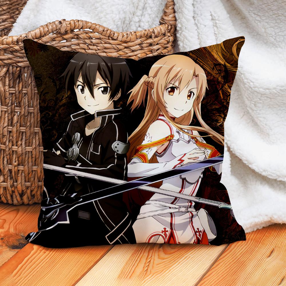 Sword Art Online Asuna&Kirito Pillow Case Home Decoration Cushion Cover Suitable For Office Sofa Bedroom Car