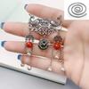 Exaggerated Ethnic Style 925 Sterling Silver Fish Lotus Pendant Necklace for Women with Safety Buckle