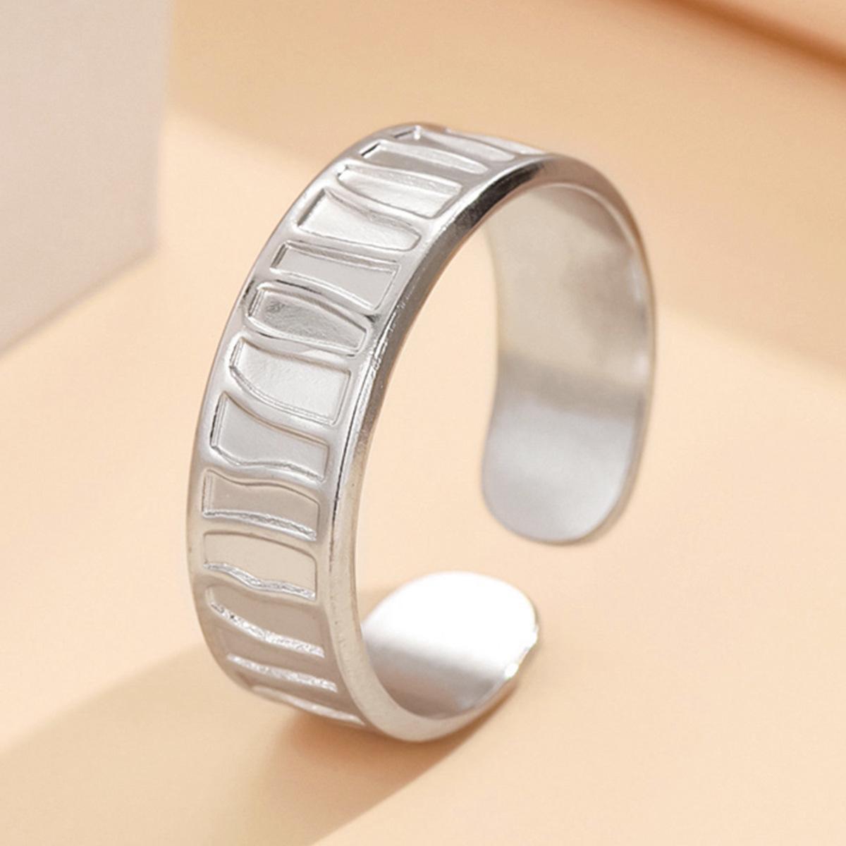 Women s Irregular Geometric Pattern Stainless Steel Open Ring