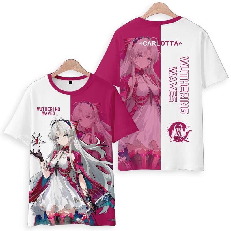 Tricouri Wuthering Waves Cartethyia Imprimate 3D Vară Bărbați Femei Mânecă Scurtă Gât Rotund Tricou Top Harajuku Y2k Anime Cosplay Costum