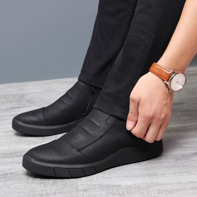 Winter cowhide wool men's cotton shoes high-top velvet thermal leather shoes genuine leather casual outdoor men's shoes