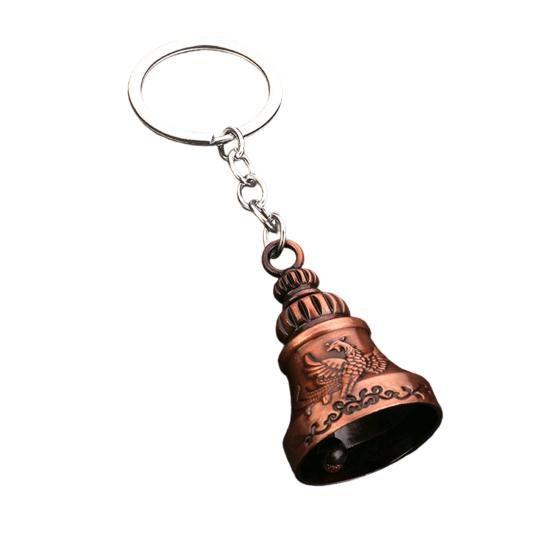 Keychain Pendant Traditional Pattern Retro Bell Design Crisp Ringing Sound Key Holder with Metal Key Ring Backpacks Suitcases Accessory
