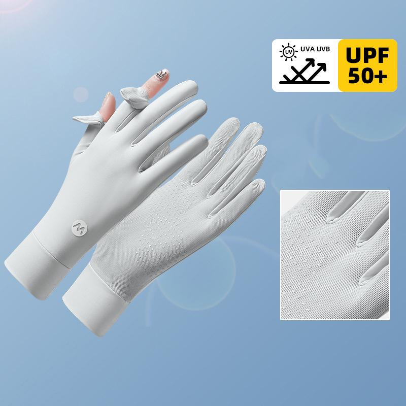 

Women Sunscreen Ice Silk Gloves Female Summer Sun Protection Gloves Cycling Driving Mittens Thin Anti-Uv Gloves 1Pair 1 серый