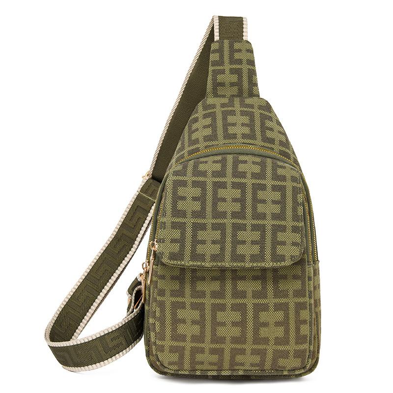 

Нагрудная сумка женская нейлоновая сумка через плечо многослойная большая вместительная сумка через плечо зелёный