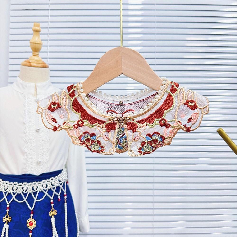 Elegant Hanfu Shawl Floral Pattern Hanfu Shoulder Collar Ancient False Collar Costume Accessory