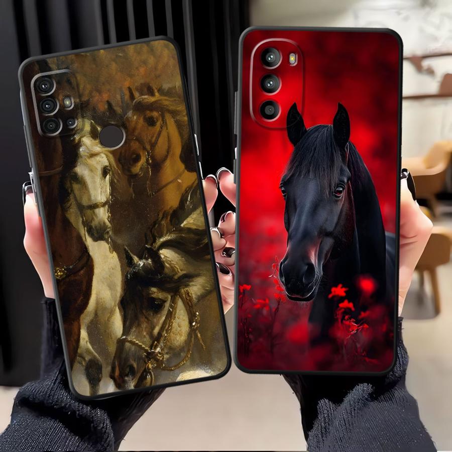 Case for Motorola Moto G50 G51 G73 G60s G53 G30 G52 Edge 20 Pro 30 Lite G71 G22 Edge40 G32 Phone Cover Cool Horse