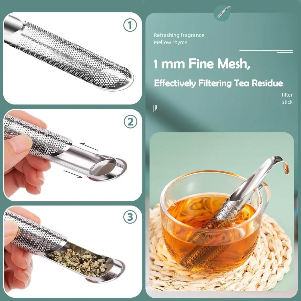 Colador de Té de Malla Extra Fina para Té a Granel Acero Inoxidable Mango Largo Infusor de Té Difusor para Té en Hojas Café Especias Bebidas