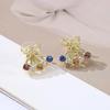 High-End Korean Dopamine Colored Zircon Bow Earrings