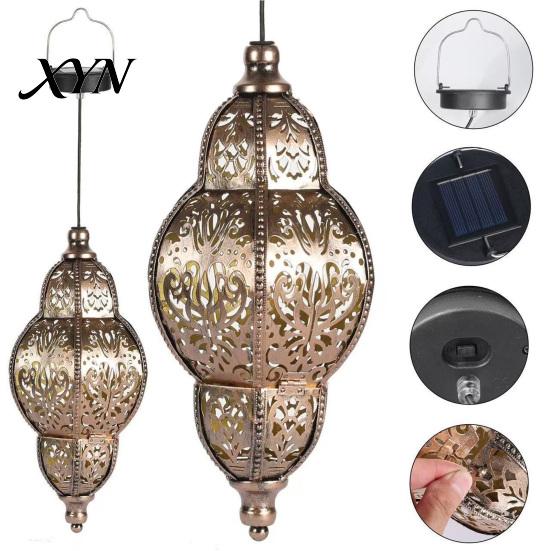 Rugged Outdoor Solar Fixtures Hanging Lights, Moroccan Style Waterproof Lanterns, Lights Powered Garden Lighting for Yard Patio Decor Warm Light Lamps