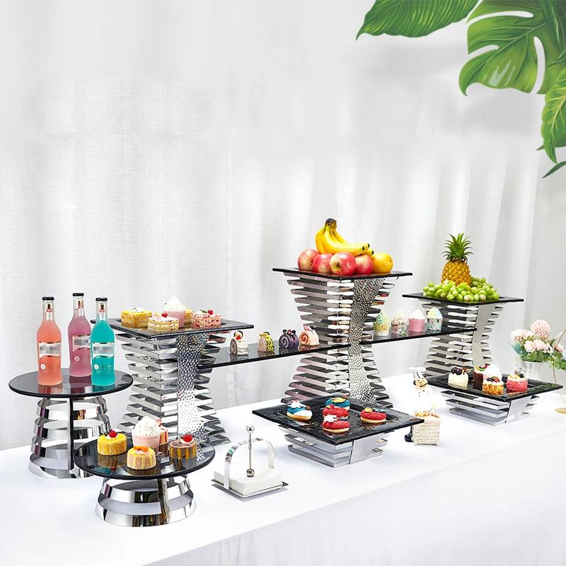Stainless Steel Display Stand Cafeteria Display Tea Break Dessert Display Wedding Banquet and Cocktail Party Decorations Molds