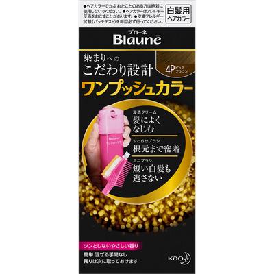 Blaune One Push Color 4P Pure Brown 80g (Quasi-drug) Graying Hair Cream Colorant for Gray Hair After the Leave Time Is Up, Rinse Well, Apply Shamp