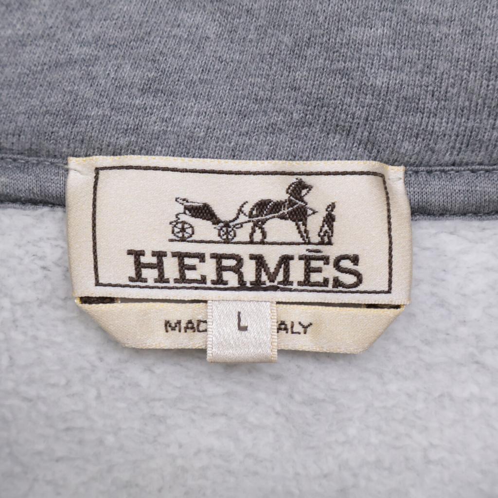 HERMES [Domestic Regular / Made in 2022] Horse Leather Patch Pullover Sweatshirt / tops L grayUsed