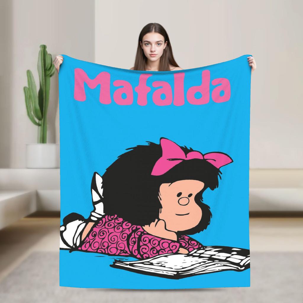 Mafaldas Knitted Blankets Amine Cartoon  Flannel Throw Blanket Bedding Couch Decoration Lightweight Bedspreads