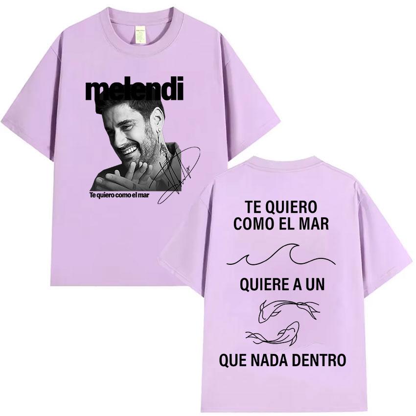 Rapper Melendi Tour Album Graphic T Shirt Men's Retro High Quality Cotton T-shirts Hip Hop Clothing Oversized T-shirt Streetwear