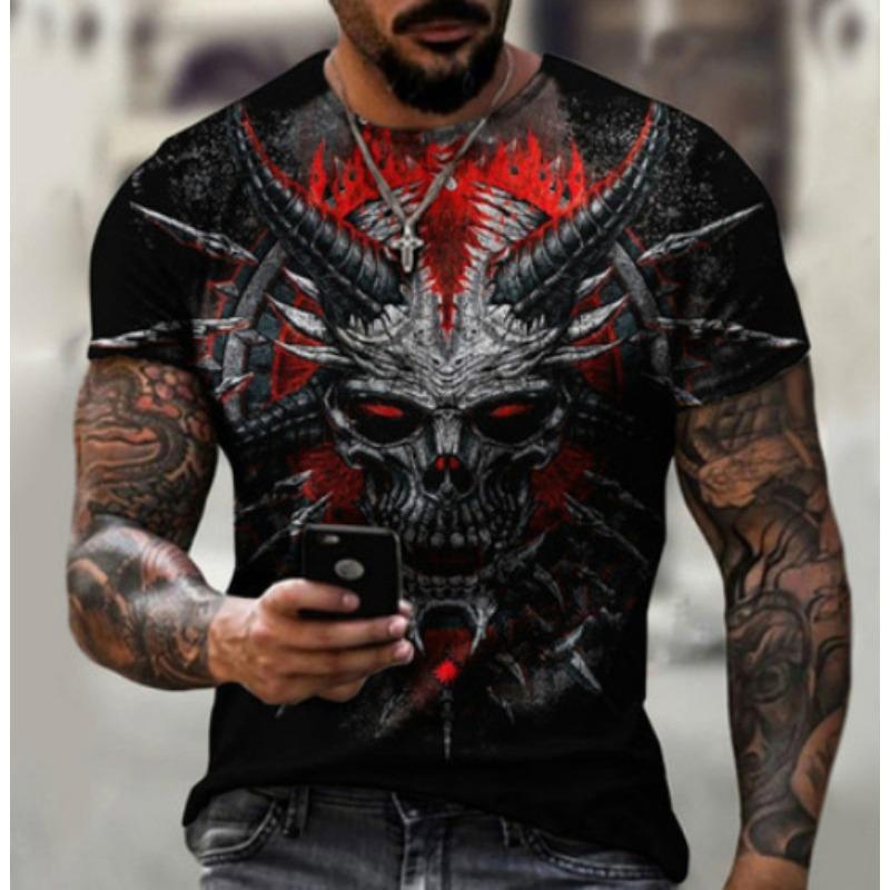 Devil Satan 3D Printed Men's T-shirts Summer Fashion Harajuku Hip Hop Casual Tees Streetwear Personality Round Neck Y2k Tops