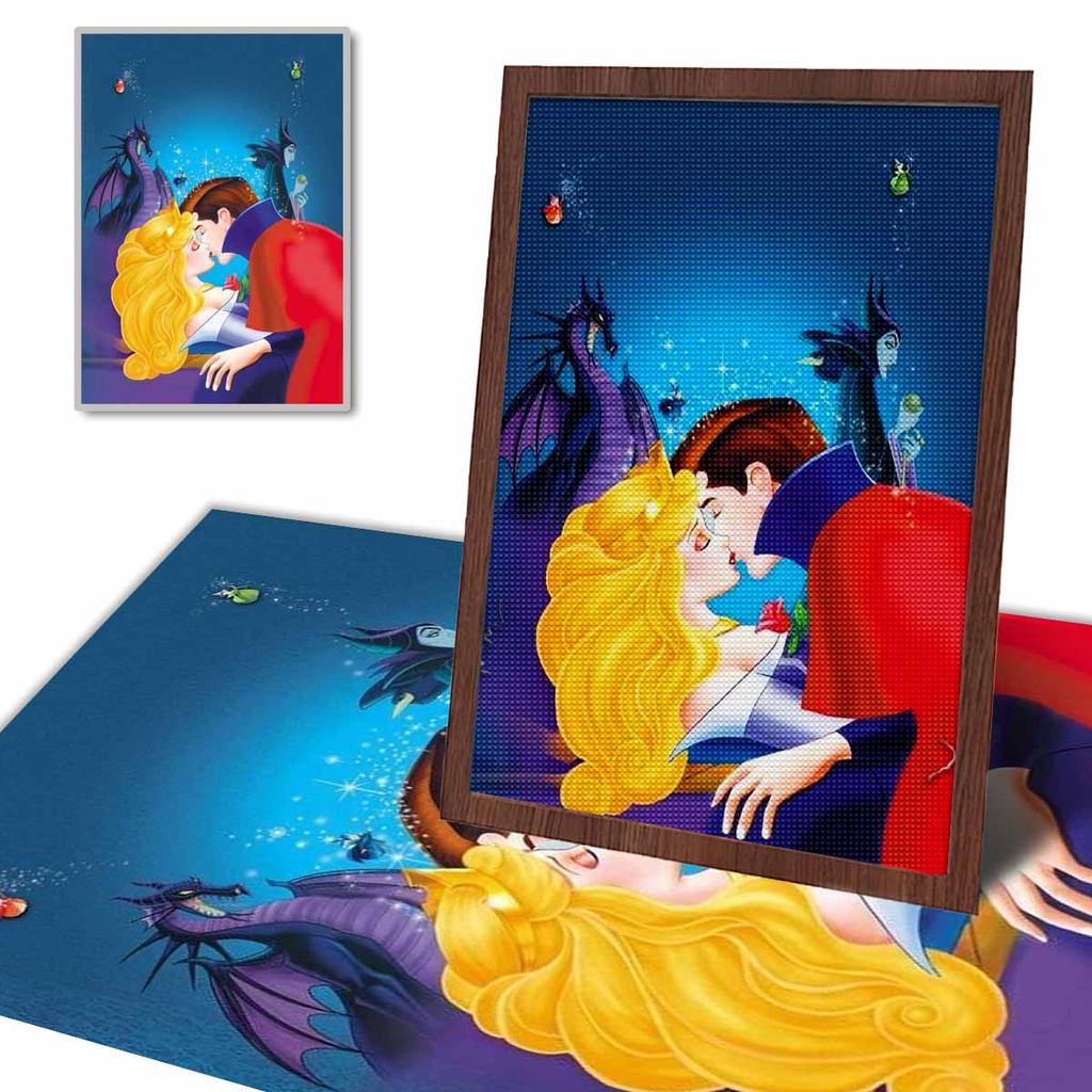 5D Diy Diamond Painting The Princess, The Prince and The Evil Dragon Full Drill Rhinestones Mosaic Embroidery Handmade Products Home Decor Gift