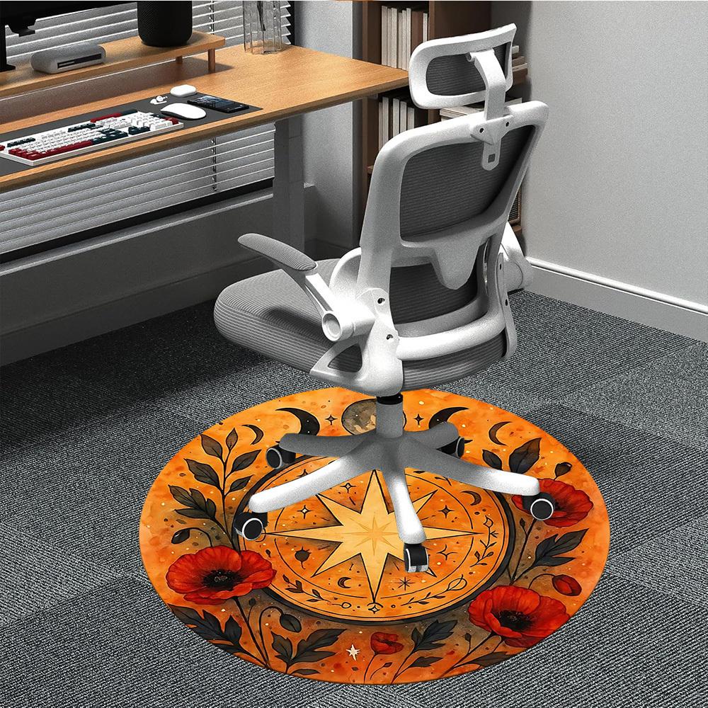 1PC Wicca Moon Phase Office Round Area Rug, Indoor Mat Suitable For Office, Under Office Chairs Bedroom Living Room Home Decor, Room DecoT1223076
