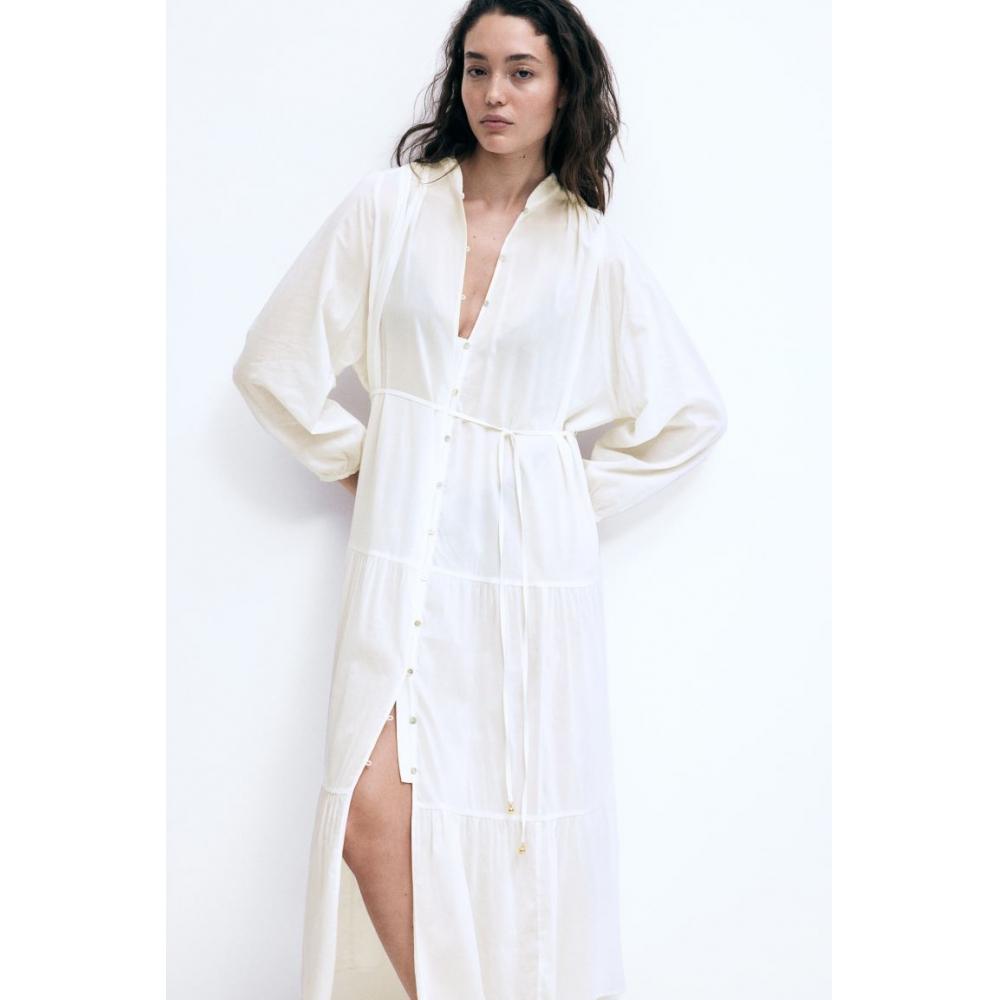 

Ярусное платье макси HM белое