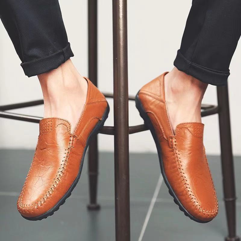 Autumn Leather Shoes Men Casual Beans Shoes Soft Sole Driving Shoes Leather Shoes