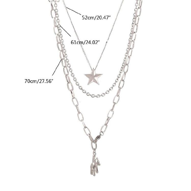 Three-Layer Metal Bear Star Clavicle Chain Women Birthday Party Jewelry Gift
